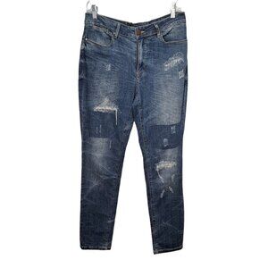 Max Boyfriend Women's Distressed Patchwork Denim Blue Jeans Size 6